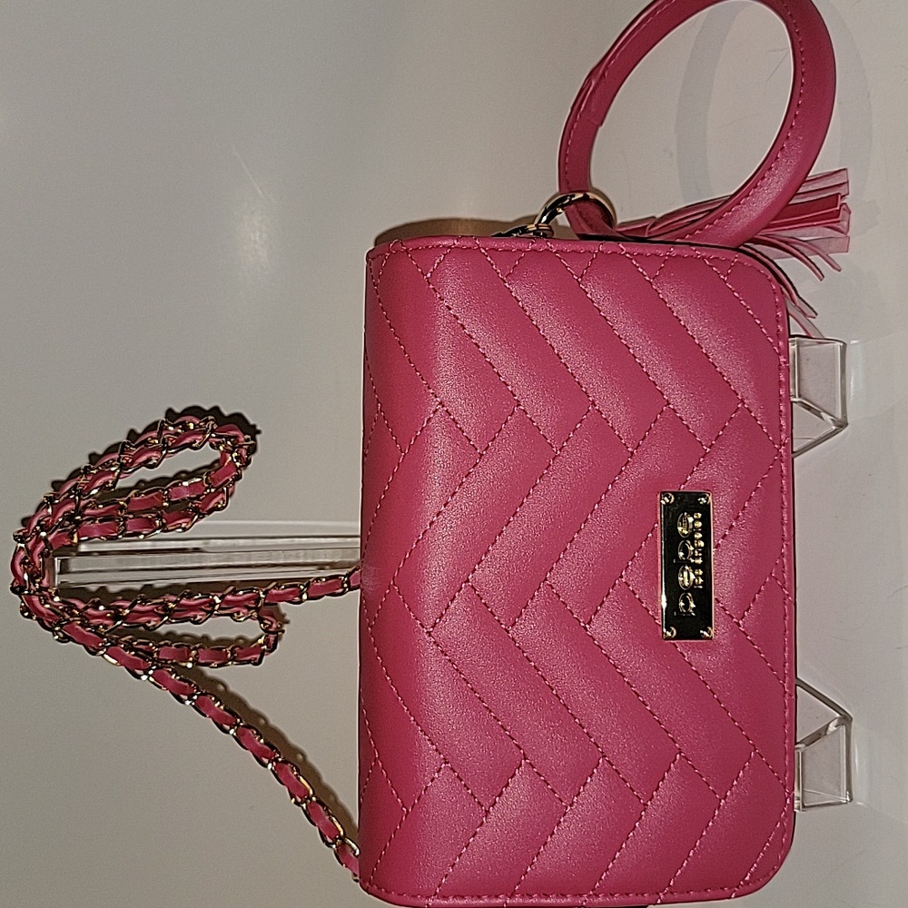 BEBE FUCHSIA SOPHIA CROSSBODY BAG W/KEYCHAIN HOLDER